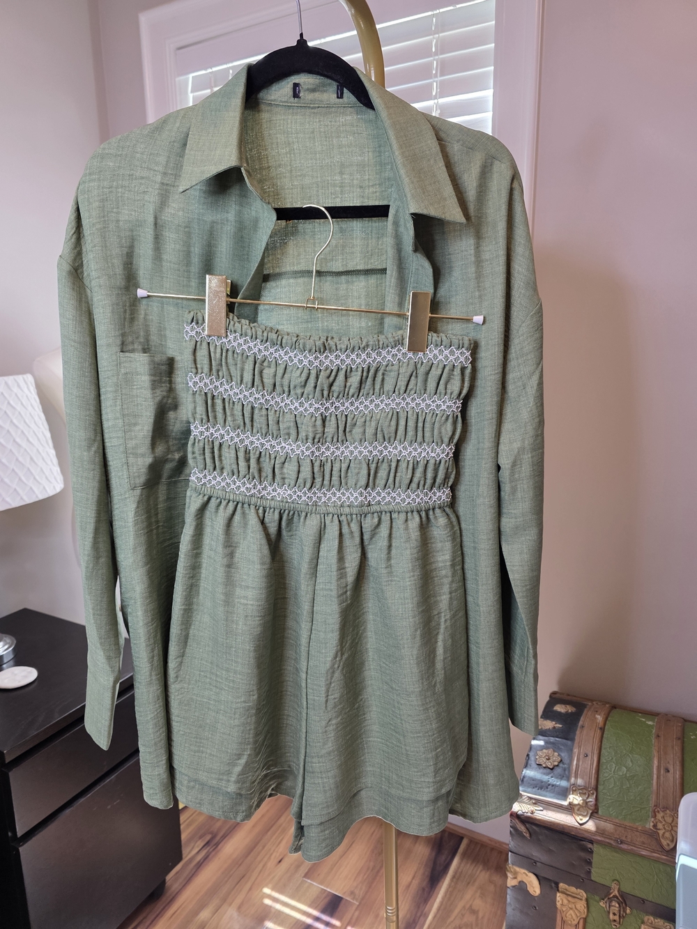 Strapless Smocked Green Romper Set - NWOT - Picture 5 of 11